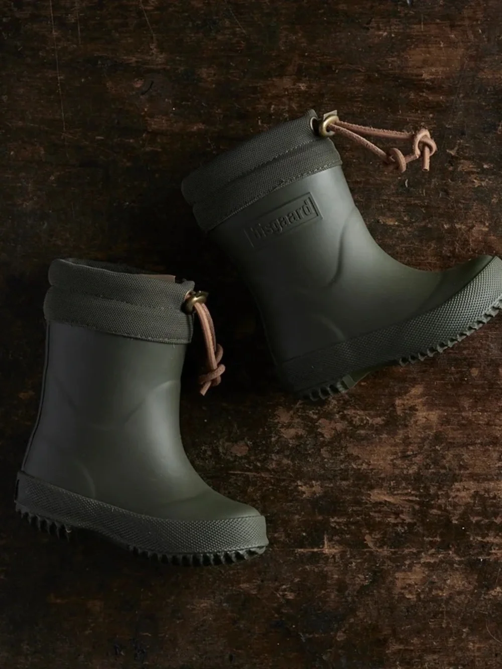Bisgaard toddler wool-lined rubber boots in olive green